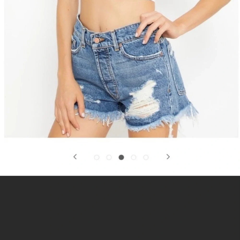Revice Denim Jean‎ Shorts Sz 24 Distressed Button Fly High Waist
